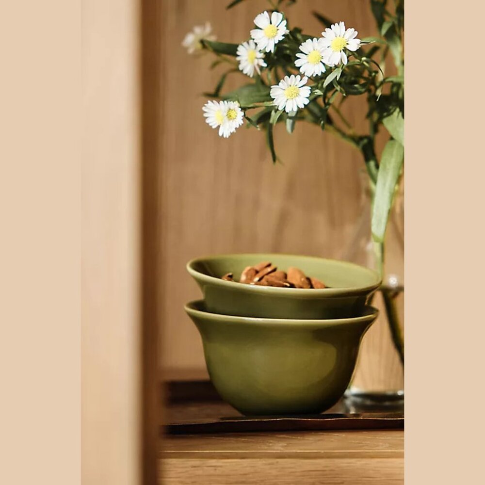 NEW Set of 4 Reeves Portuguese Stoneware Nut Bowls - Olive by Anthropologie